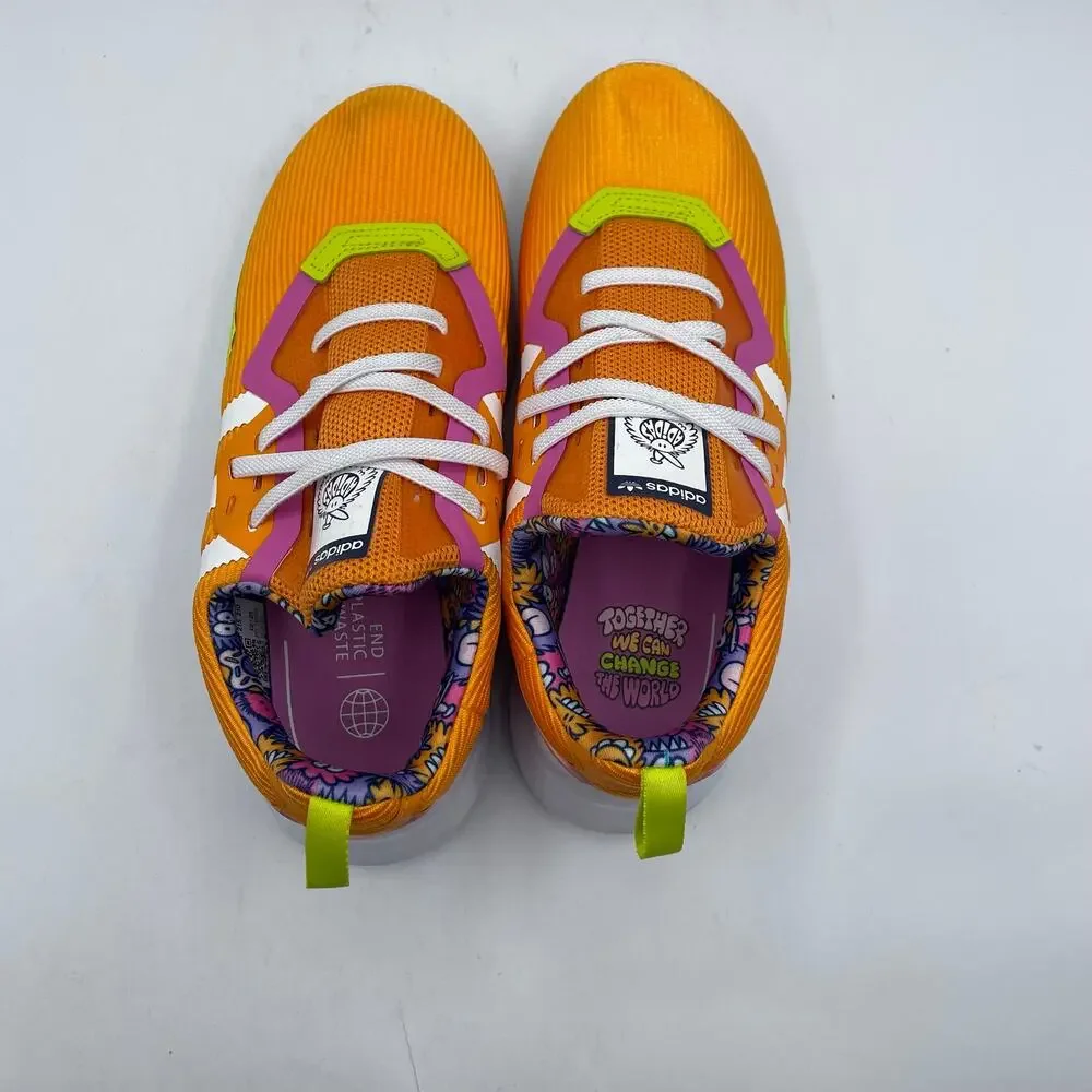 Adidas x Kevin Lyons Originals Flex J Monster Shoes Orange Pink Kids Girls 3